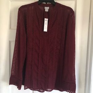 Chicos size 2 NWT burgundy blouse